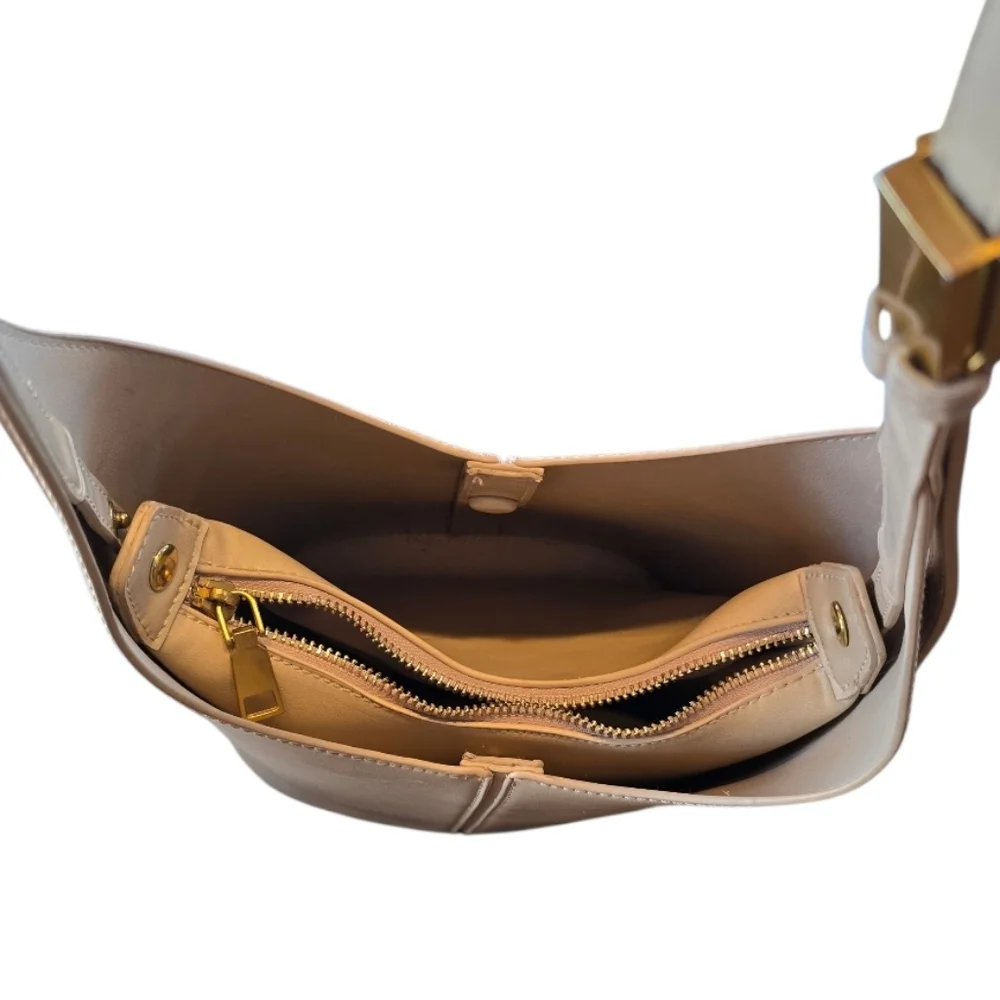 Antik Kraft Beige Faux Leather Hobo Shoulder Bag